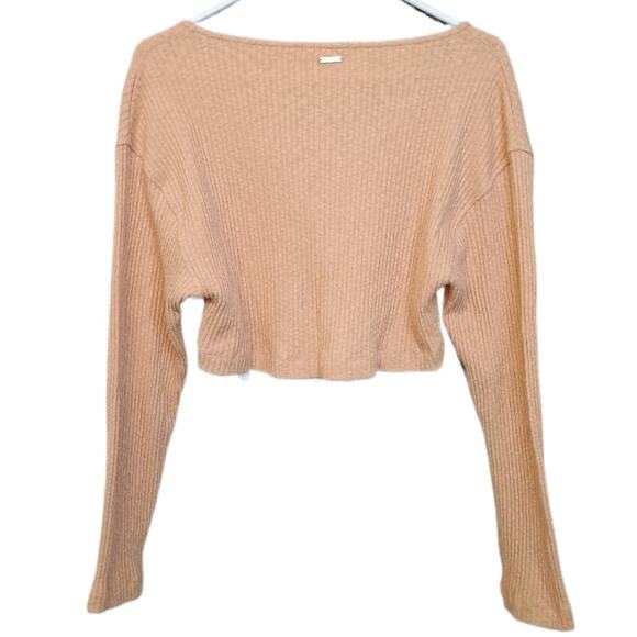 Billabong Ribbed Cropped Button-Front Cardigan Sweater XS Yellow - Picture 2 of 10